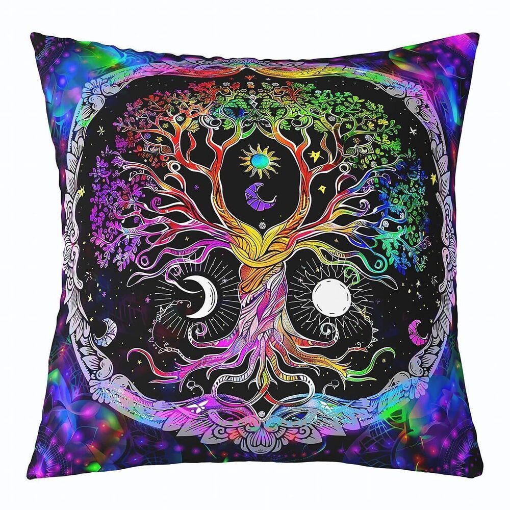 3306 Tree of Life Pillow Case Cushion Cover Sun and Moon Throw Pillow